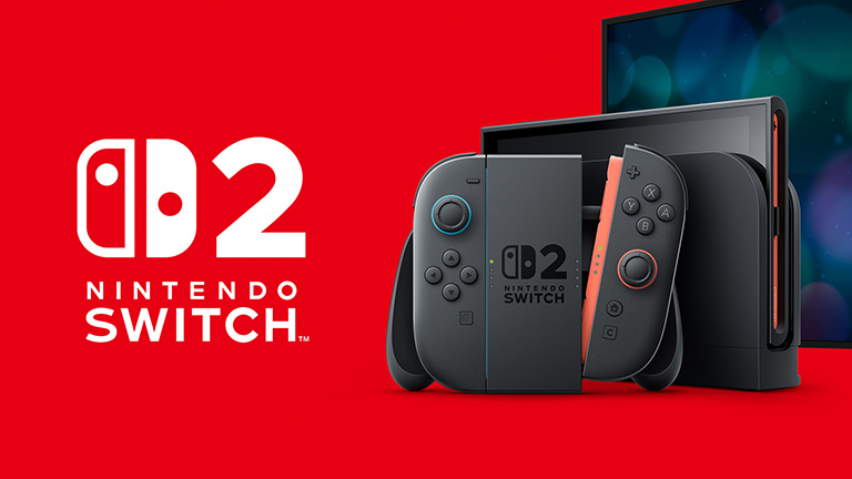 Nintendo Switch 2 auf rotem Hintergrund